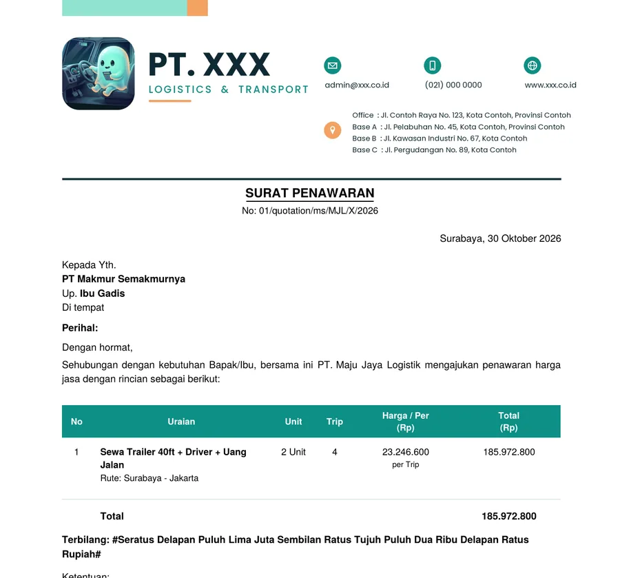 Contoh surat penawaran PDF dari Ghostrip